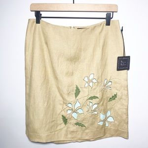 NWT Mercer & Madison Sz 8 Linen Khaki Shift Skirt